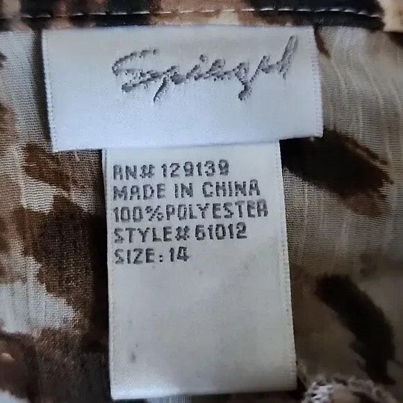 Vintage Spiegel Double Ruffle Neckline Long Sleeved Leopard Print Blouse - Picture 7 of 10